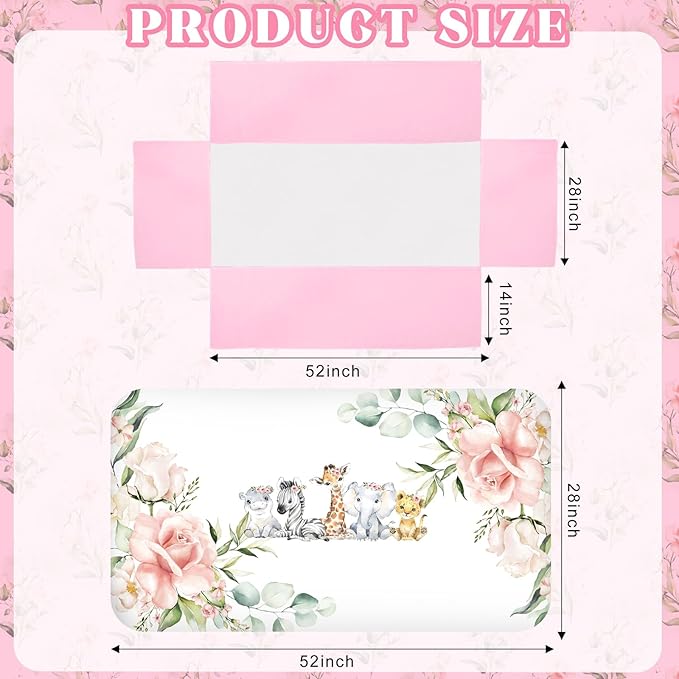 3 Pcs Baby Crib Bedding Set Safari Animals Dinosaurs Bear Woodland Animals Jungle Crib Set Includes Quilt, Fitted Sheet, Skirt for Baby Boy Girl(Pink,Safari)-CubbioJoy