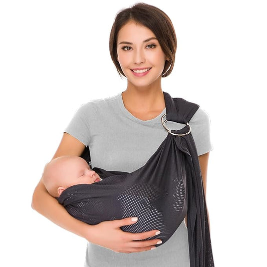 CUBY Water Baby Sling Carrier Lightweight Breathable Mesh Baby Wraps Carrier Adjustable Ring Sling Quick-Drying Baby Carriers Sling for Newborn Toddler Summer Swimming Pool Beach(Dark Gray)-CubbioJoy