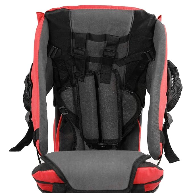 ClevrPlus Cross Country Baby Backpack Carrier, Red, Toddler Hiking Backpack with Comfortable Seat, Adjustable Straps & Belt, Foldable Frame Lightweight Large Capacity Child Carrier for Outdoor-CubbioJoy
