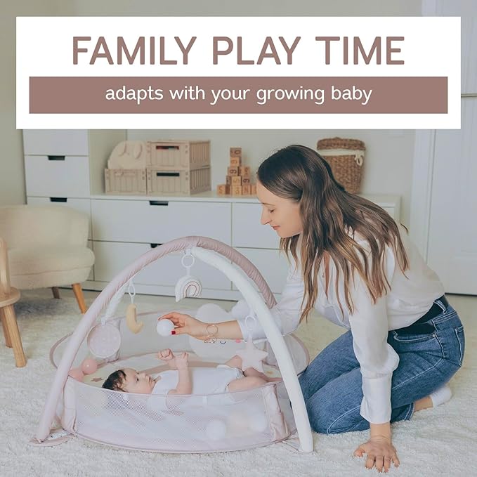 6-in-1 XL Play Mat & Play Gym, Baby Gym, Baby Activity Gym, Sensory Exploration and Motor Skill Development Toys (Blush)-CubbioJoy