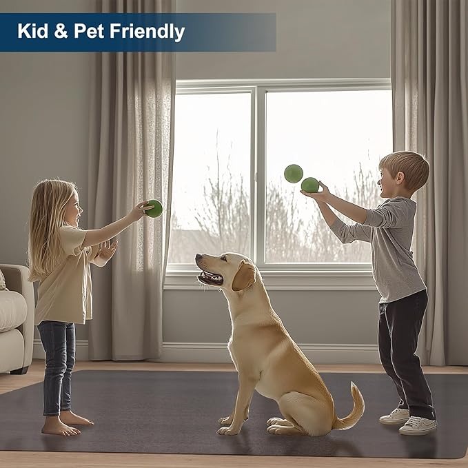 Area Mat for Hard Floors, 4'×6' Semi-Clear Black Vinyl Floor Protector for Under Dining Table, Waterproof Non-Slip Plastic Rug, Splat Mat for Under High Chair-CubbioJoy