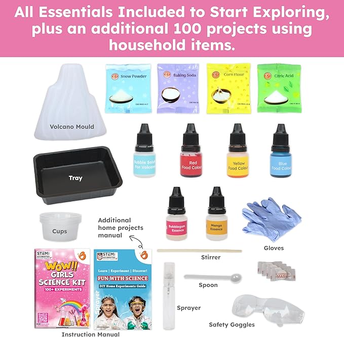 Butterfly EduFields 100+ Girls Science Kit for Kids Ages 4 5 6 7 8 | Girls in STEM & Science Experiments | Educational Gift Ideas for 4 5 6 7 8 Year Old Girl | STEM Projects, Fun Learning-CubbioJoy