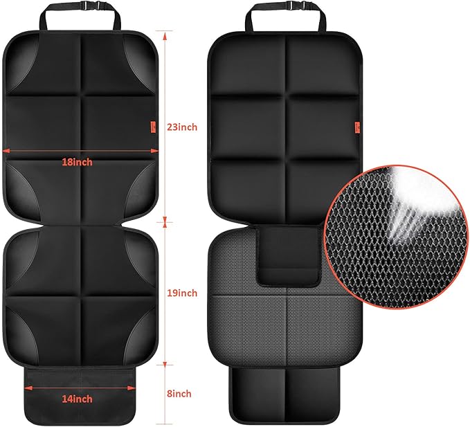 Car Seat Protector 1 Pack Car Seat Cushion Mat Thickest Padding,Waterproof 600D Fabric Car Seat Covers for Non-Slip Backing Mesh Pockets for Baby and Pet (Black, 1 Pack)-CubbioJoy