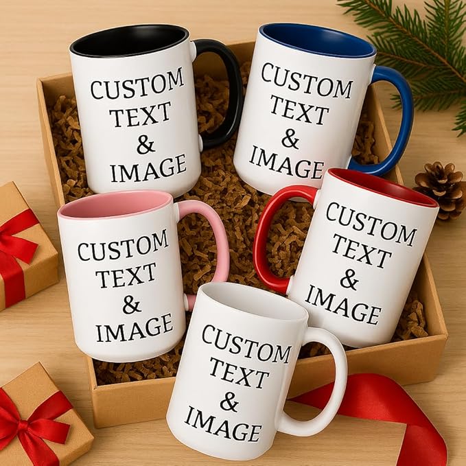 Customized 15oz Ceramic Coffee Mugs with Personalized Text and Photo Image Upload Novelty Gift, Personalize With Different Design And Images, Custom Gift (White)-CubbioJoy