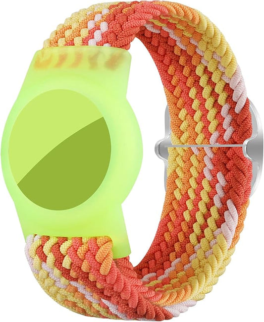 Bracelet for Kids Compatible with AirTag, Nylon Stretch Braided Air Tag Wristband, Protective Case for Airtag GPS Tracker Holder, Adjustable Elastic Watch Band for Toddler Child Elder (Rainbow)-CubbioJoy