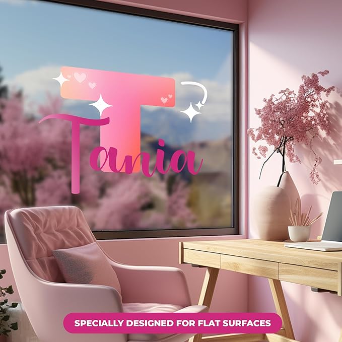 CRYPTONITE Custom Stickers Name & Initial for Pink Room Decor I Heart Wall Decal for Girl Bedroom Decor I Personalized Wall Decal for Little Girl Room Decor I Multiple Size Options (F. Hearts)-CubbioJoy