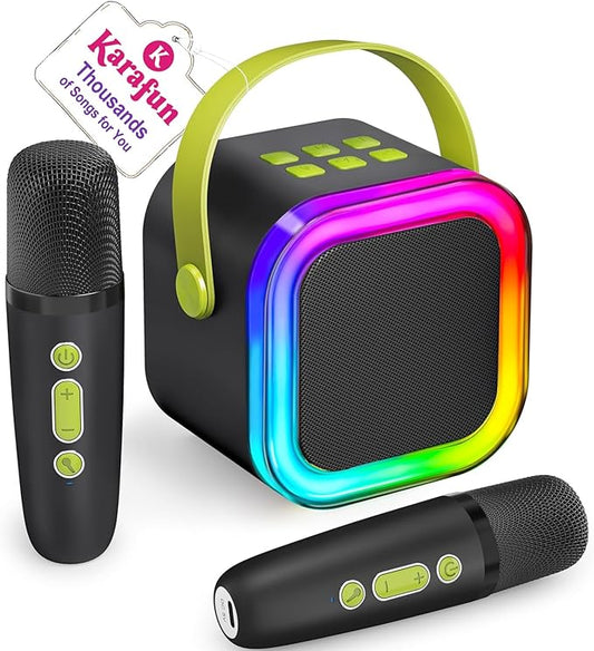 IROO Mini Karaoke Machine for Kids, 2025 TOP Toys Birthday Gifts Ideas for Girls Ages 4, 5, 6, 7, 8, 9, 10, 12+ Years Old, Portable MP3 Player with 2 Wireless Mics for Party-CubbioJoy