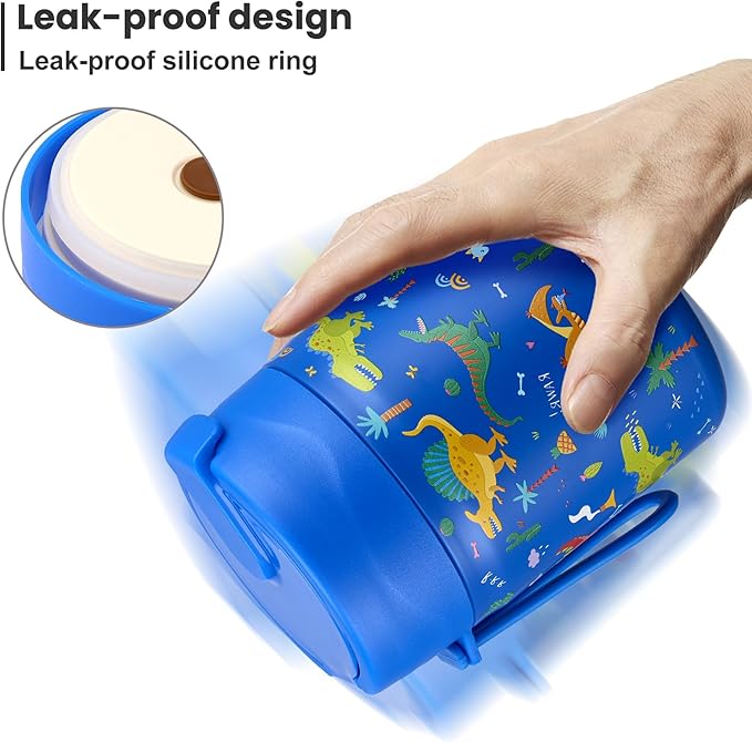 17oz Soup Thermo for Hot Food Kids,Insulated Food Jar with Spoon,Thermo Hot Food Lunch Container,Wide Mouth Leakproof Stainless Steel Lunch Box for School-Dinosaur-CubbioJoy