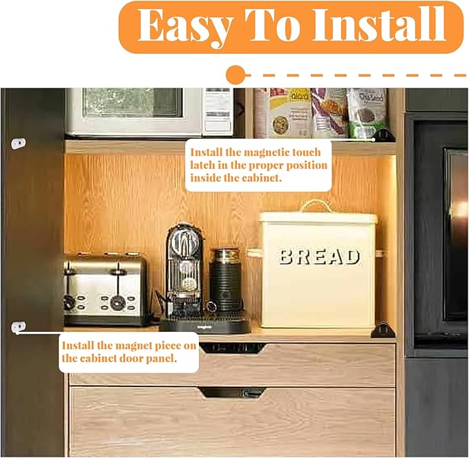 2 Pack Cabinet Magnetic Touch Latch, Push to Open Catches Magnet Push Release Latches Hardware for Kitchen Cabinet Drawer Cupboard Closet Door (Black)-CubbioJoy