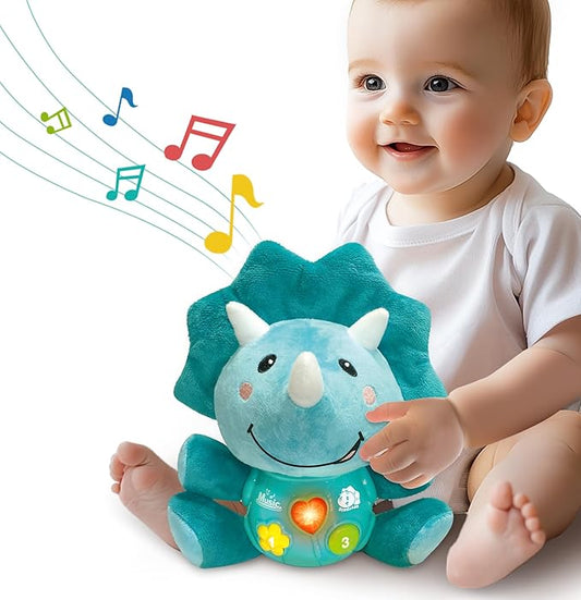 iPlay, iLearn Baby Dinosaur Musical Toys, Newborn Boys Gift, Soft Dino Plush Stuffed Animal, Infant Light Music Time, 1st Birthday Shower Gift Stuffers for 0 1 2 3 6 9 12 18 Month 1-3 Yrs Toddler Girl-CubbioJoy