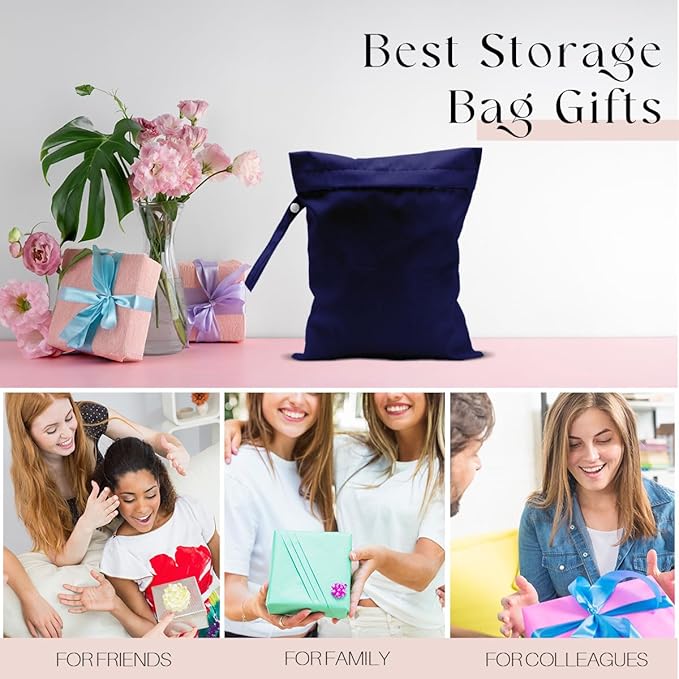 Waterproof Wet Bag for Swimsuit, Travel Beach Wet Dry Bag, Hidden Zipper Reusable Blue Wet Bags, for Travel Beach Wet Swimsuits Toiletries Diapers Dirty Gym Clothes Laundry Bag-CubbioJoy
