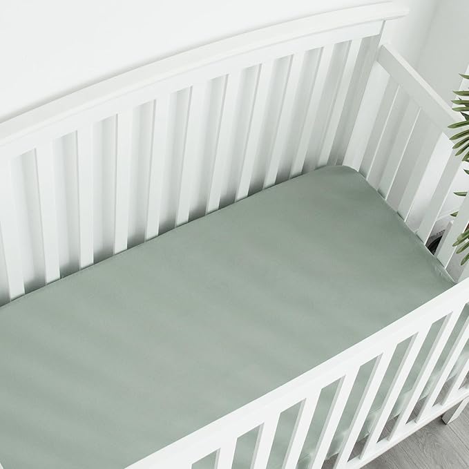 Crib Sheets 4 Pack for Baby Boys & Girls, Neutral Crib Sheet Fitted 52'' x 28'' for Standard Crib & Toddler Mattress, Ultra Soft Material Baby Sheet, Aqua Leaf-CubbioJoy