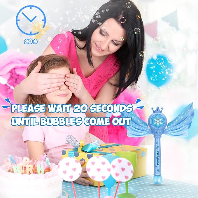 Bubble Machine for Kids, Automatic Electric Frozen Toys for Girls Princess Bubble Wand Maker Blower, Musical&Light Up Bubble Toys for Toddlers Outdoor, 3 4 5 6 7 8 Year Old Gifts-CubbioJoy