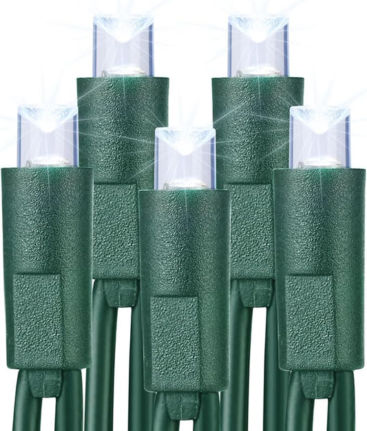 Brizled Cool White Christmas Lights, 33ft 100 LED Christmas Tree Lights, 5mm Wide Angle Xmas Light, Connectable 120V UL Certified Xmas Light String for Tree Party Wedding Home Indoor Outdoor Decor-CubbioJoy