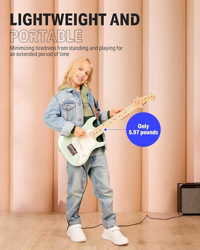 Donner 30 Inch Junior Electric Guitar Beginner Kit ST Style Mini Electric Guitar Starter Package for Teens with Amp, 600D Bag, Tuner, Picks, Cable, Strap, Extra Strings DSJ-100-CubbioJoy