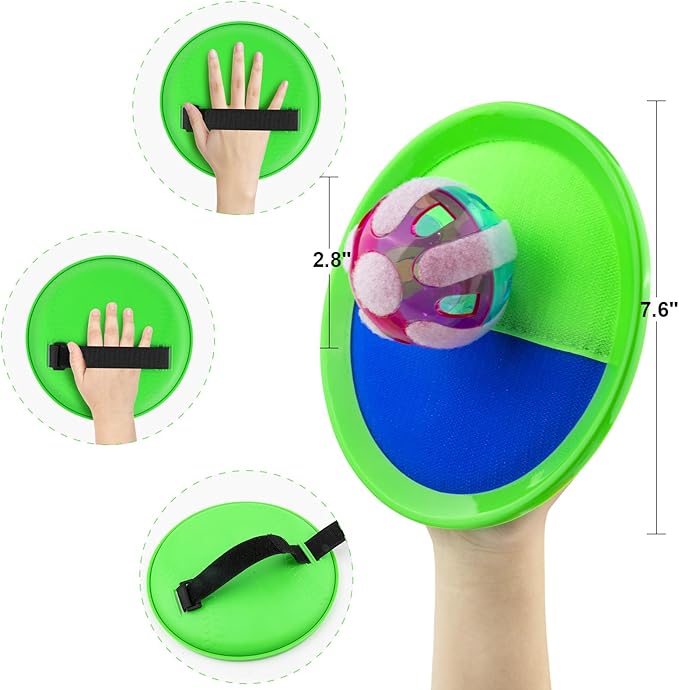 Ayeboovi Kids Outdoor Beach Pool Toys Toss and Catch Ball Set Upgraded Light UP Ball Yard Lawn Games for 3-10 Years Boys Girls Toddlers Easter Basket Stuffers-Green-CubbioJoy