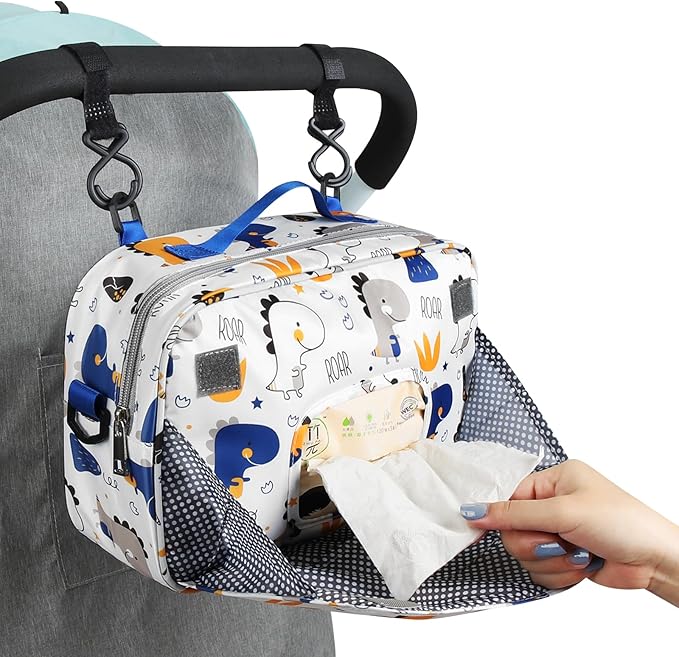 Accmor Stroller Organizer, Universal Stroller Organizer with Insulated Cup Holder Pocket, Dual Purpose Large Capacity Stroller Bag Caddy, Stroller Accessories Fits for Uppababy, Doona, Nuna Strollers-CubbioJoy