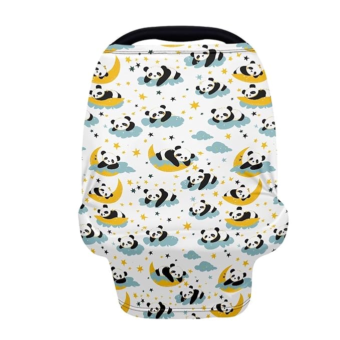 Binienty Cartoon Panda Carseat Cover for Baby Breathable Stretchy Baby Carseat Covers Lightweight Cartoon Car Seat Covers Infants Car Canopies-CubbioJoy