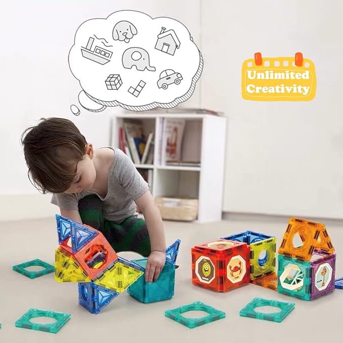 BINZKBB Light Magnetic Tiles Building Blocks for Kids,3D Clear Educational STEM Building Toys,Magnetic Marble Run Blocks Toys for Kids Ages 3 4 5 6 7 8 10+Year Old Boys Girls Creative Gift(110 PCS)-CubbioJoy
