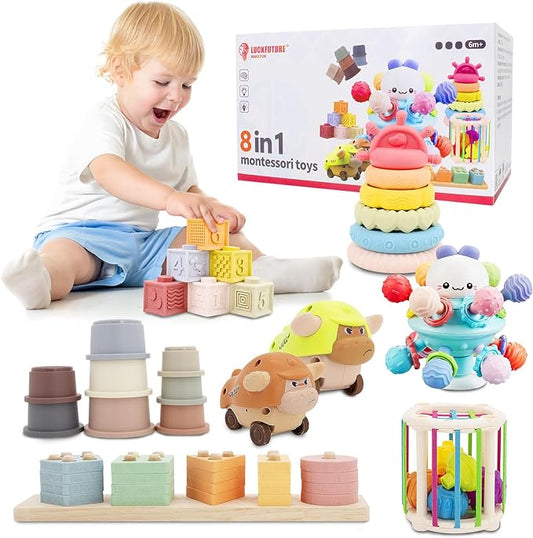 Baby Toys 6 to 18 Months, 8 in 1 Montessori Toy Set, Educational Learning Toy for Toddlers Babies Sensory Toys Newborn Infant Gifts for Boys & Girls-CubbioJoy