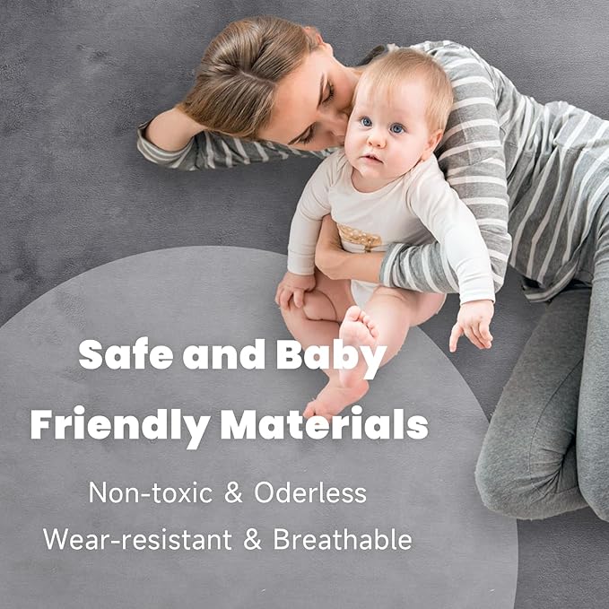 ACOMOPACK Baby Play Mat for Floor 1.3" Thick Memory Foam 50x50 Soft Velvet Playpen Mat for Kids,Infants,Toddlers,Tummy Time Crawling Mats with Non-Slip Bottom,Yoga,Tatami,Nursery Rug（Dark Grey）-CubbioJoy