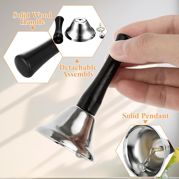 CYEAH 12 Pack Hand Bell, Silver Steel Service Bell Call Bell Dinner Bell for Wedding, Service, Game, Alarm, Jingles (Silver)-CubbioJoy