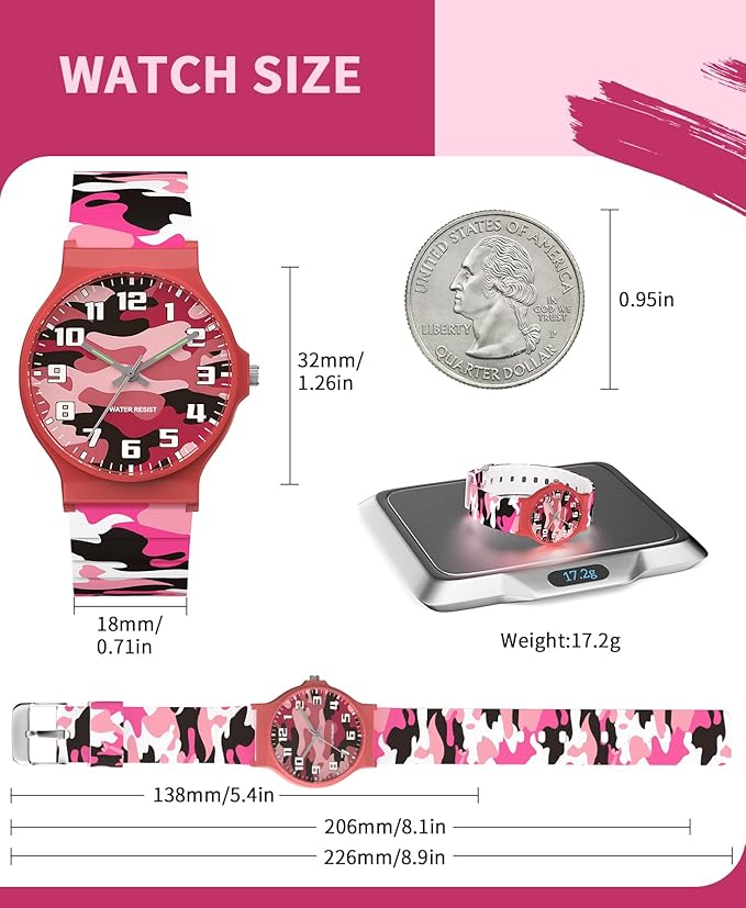 Kids Analog Watch Boys Girls, 30M Waterproof, Sports Watch for Boys, Easy to Read Children's Thin Dial Wrist Watches with Soft Band, for Ages 5-15 Kids Great Birthday Gifts Christmas Day-CubbioJoy