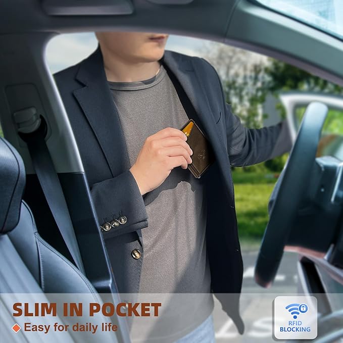 BULLIANT Men Wallet,Money Clip Wallet Slim For Gift Men 9Cards-Metal Credit Card Case in Magnetic Leather Flip-CubbioJoy