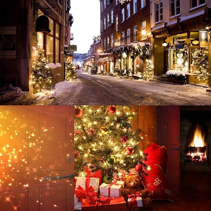 Brizled Mini Christmas Lights, 33ft 100 LED Christmas String Lights Connectable, UL Certified Energy Saving Xmas Tree Light for Indoor Outdoor Bedroom Wedding Party Xmas Tree Decoration, Warm White-CubbioJoy