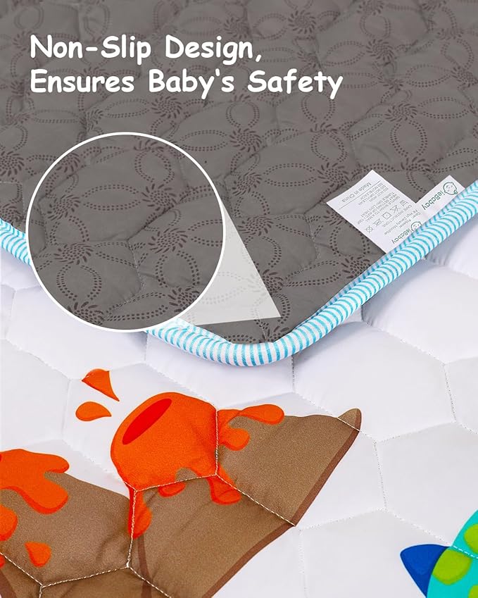 Baby Play Mat 71" X 79" Large Baby Floor Play Mat One-Piece Baby Crawling Mat Non-Slip Cushioned Baby Floor Mat, Activity Playmats for Infants, Babies, Toddlers (71x79, Dinosaur)-CubbioJoy