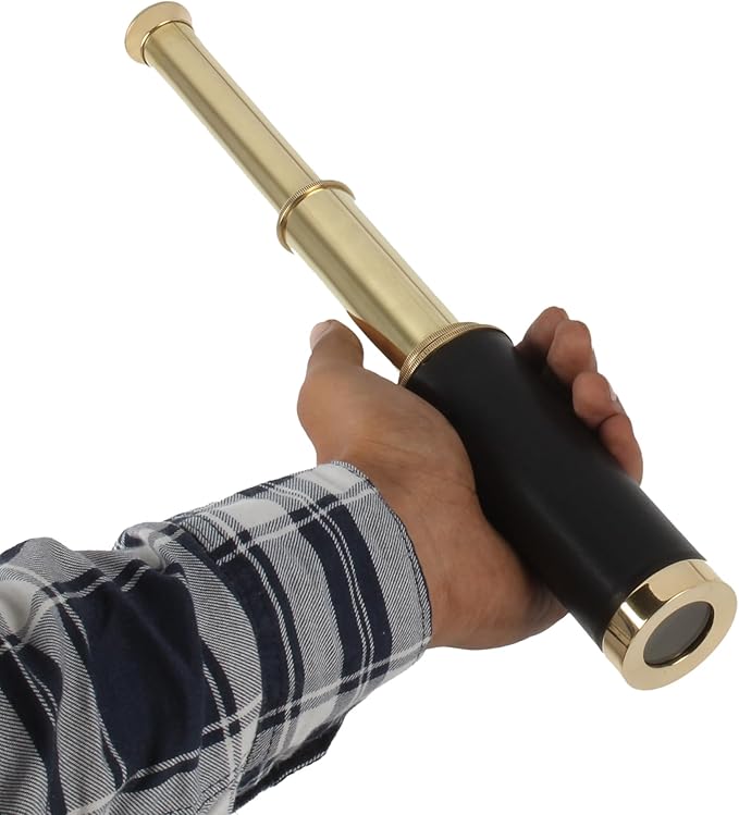 9" Pirate Telescope Handheld Brass Telescope Nautical Spyglass Monucular with Wooden Box-CubbioJoy