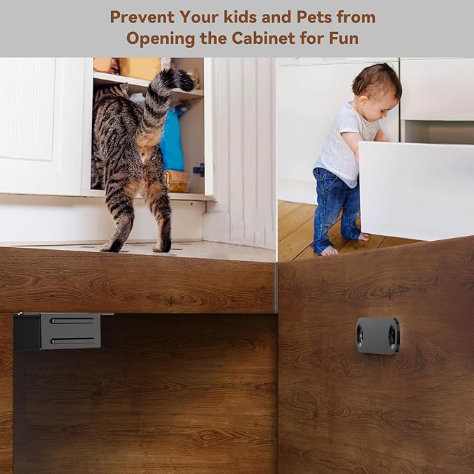 Cabinet Door Magnet, Flat Bottom Cabinet Magnetic Catch with Adhesive, Easy to Install,Only Takes 1 Minute,35lb Magnetic Cabinet Door Drawer Latch(Black, 4Pack)-CubbioJoy