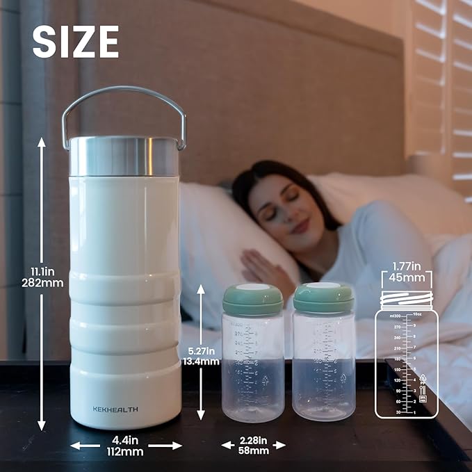 22oz Breast Milk Cooler for Work and Travel, 24 Hours All-Day Cooling, Large Capacity Portable Breastmilk Chiller with 2pcs Breastmilk Storage Bottle, Baby Feeding Essentials-CubbioJoy