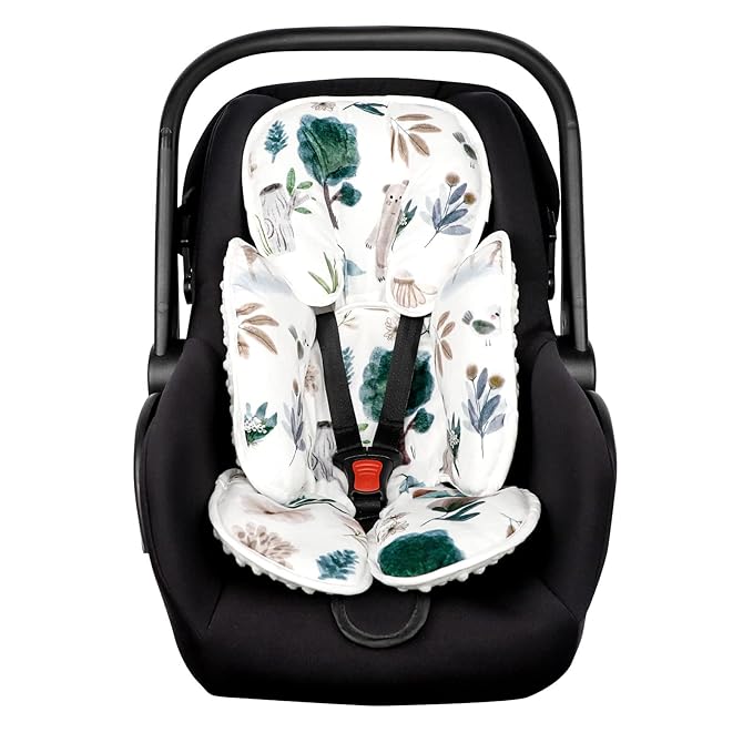 2 in 1 Infant Car Seat Insert, Car Seat Head Support Baby Girls Boys, Soft Newborn Carseat Insert Cushion, Perfect for Carseats, Strollers, Swings (White Animals)-CubbioJoy