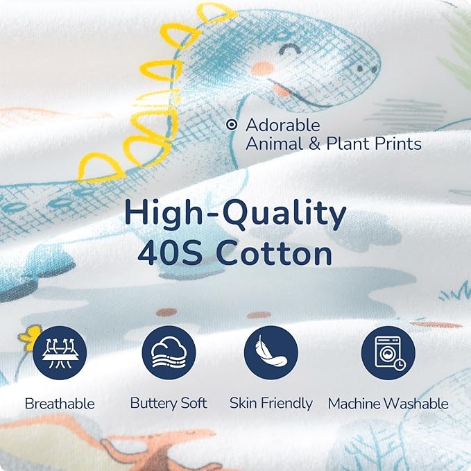 Baby Sleep Sack 12-18 Months, Cotton Detachable Long Sleeve Sleep Sack, 2.5 Tog Toddler Sleeping Sack with Temperature Strips, 2-Way Zipper Wearable Blankets for Newborns, Dinosaur-CubbioJoy