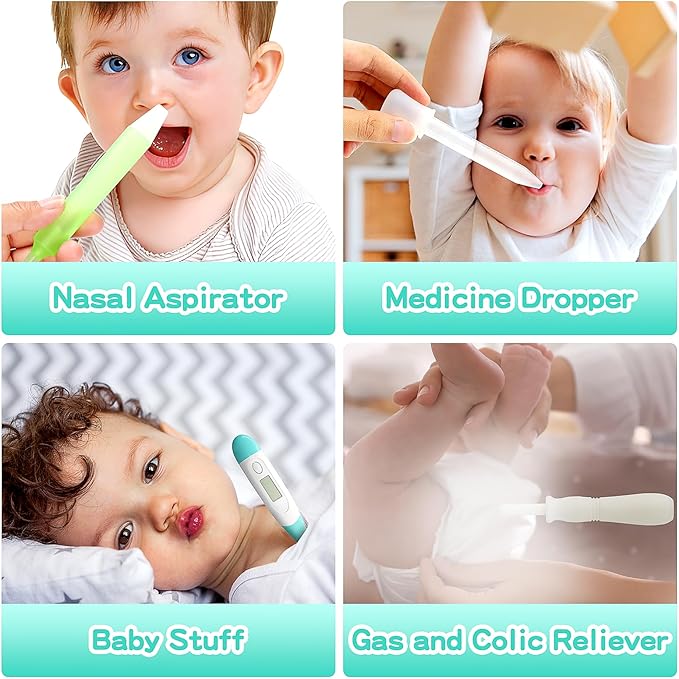 Baby Healthcare and Grooming Kit, 21 in 1 Portable Baby Essentials Kit with Gas Relief Hair Brush Comb Nasal Aspirator for Newborn Boys Girls (21 Kits-Green)-CubbioJoy