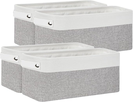 Bidtakay Small Bins for Organization Fabric Baskets for Toilet Paper Storage [4-Pack] Collapsible Narrow Baskets for Towels Socks Organizer Decorative Bins for Nursery Closet Cabinet -15x6x5.5In-CubbioJoy