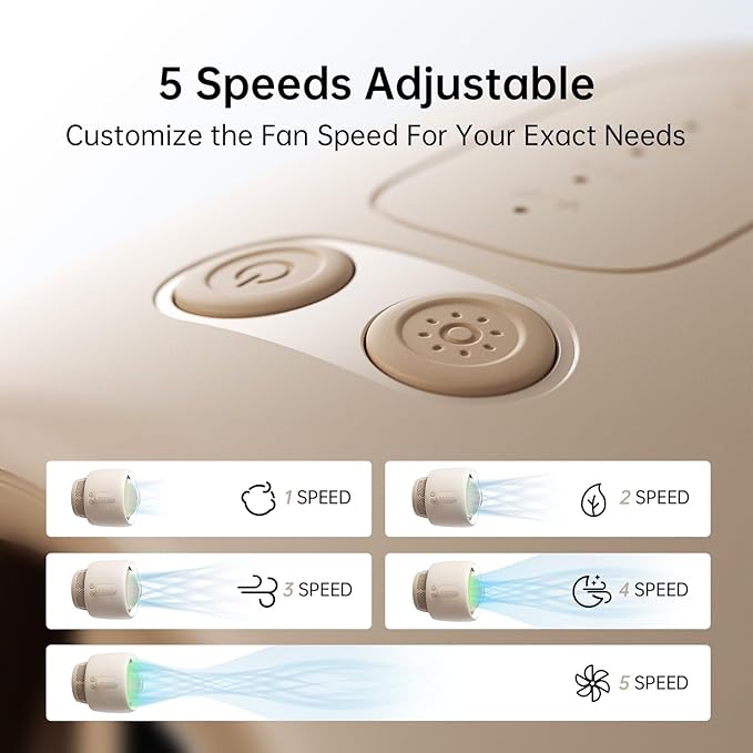 JISULIFE Stroller Fan Baby Large, Safe Bladeless for Crib, Desk, 4000mAh Battery Rechargeable Portable Cooling Fan with Air Turbo Tech, Night Light, Food-Grade Gift for Mom/Dad/Friend - Brown-CubbioJoy