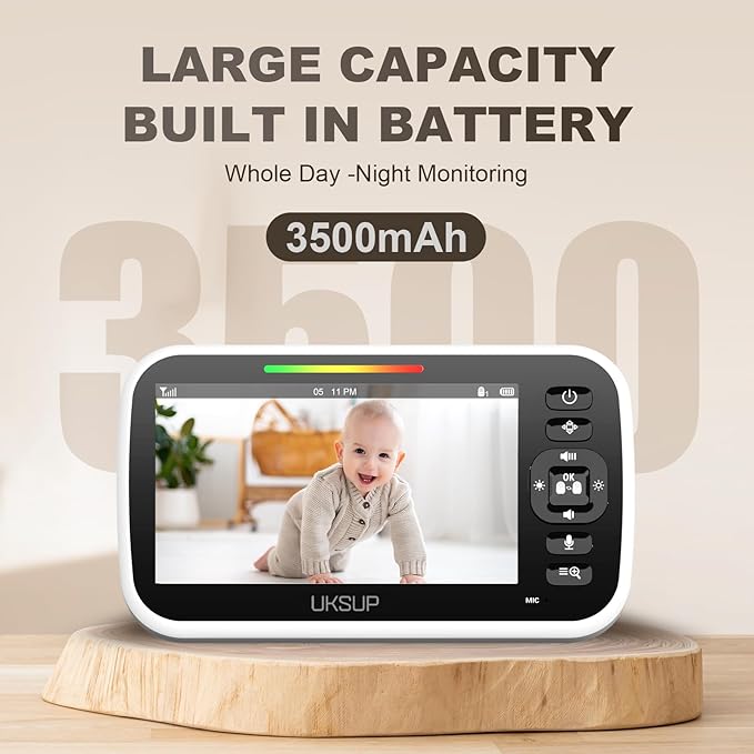 Baby Monitor with Camera and Audio- Video Baby Monitor with 960ft Long Range, Remote Pan-Tilt-Zoom, Night Vision, Temperature Sensor, 2-Way Talk, 8 Lullabies, 30-Hour Battery & No WiFi-CubbioJoy