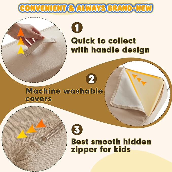 jela Foam Blocks 6Pcs Soft Play Equipment Luxury Miss Fabric, Toddler Climbing Toys Indoor Soft Play Climbing for Toddlers, Lightweight Climbing Blocks for Babies, Kids, Climb and Crawl Foam Playset-CubbioJoy