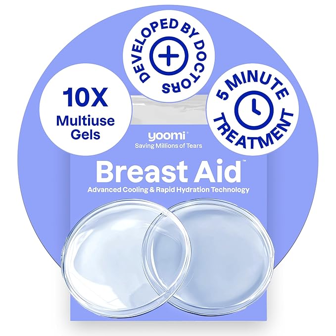 Breast Aid™ Soothing Cryogel Pads for Sore Cracked Nipples with HOCl, 10x Multiuse, Advanced Cooling Tech for Instant Relief & Repair, Rapid Hydration for Lasting Comfort for Breast Feeding Moms-CubbioJoy