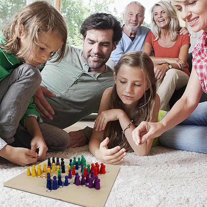 Juegoal 7-in-1 Wooden Board Game Set for Kids Adults, Tabletop Combo Classic Travel Portable Board Games (Chess, Checkers, Chinese Checkers, Backgammon, Parcheesi, Snakes and Ladders, Tic Tac Toe)-CubbioJoy