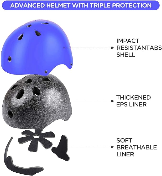 Adjustable Kids Helmet with Knee Pad, Elbow Pads & Wrist Guards - Toddler Bike Helmets for Ages 3-5, 5-8, 8-14 Years - Perfect for Skating, Biking, Cycling, and Skateboard - for Boys and Girls-CubbioJoy