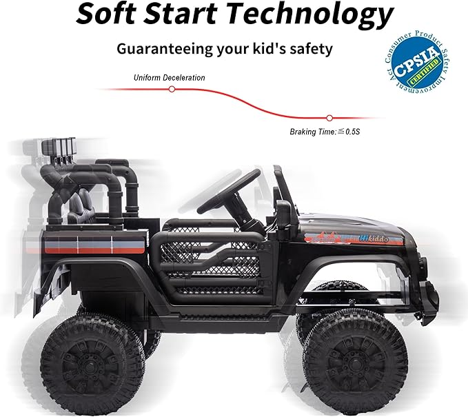 12V Kids Ride on Car Truck, Kids Electric Vehicles Car Ride on Toy for Toddlers 3-5 with Remote Control - Black-CubbioJoy