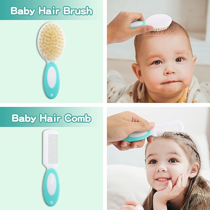Baby Grooming Kit, Electric Safety Nail Trimmer Baby Nursery Kit，Infant Safety Care Set with Hair Brush Comb Nail Clipper Nasal Aspirator,Baby Essentials Kit for Newborn Girls Boys (20 Pc Green Kit)-CubbioJoy