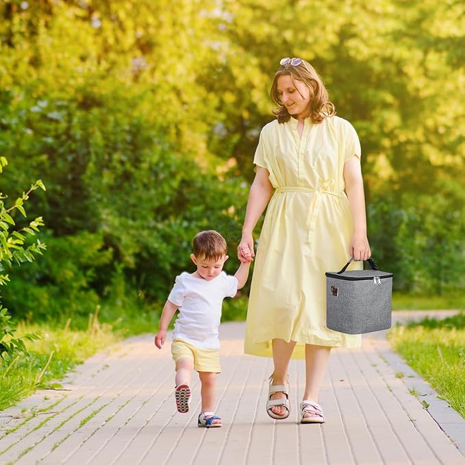 Accmor Breastmilk Cooler Bag with Ice Pack, Baby Bottle Cooler Bags, Insulated Bottle Cooler Tote Bags On The Go, Fits 6 Large 9oz Bottles, for Nursing Mom Daycare Travel, Grey-CubbioJoy