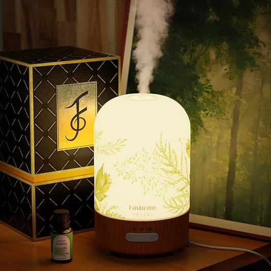 Aromatherapy Essential Oil Diffuser with Jasmine Oil, 6 in 1 Ultrasonic 100ML Aromatherapy Scent Humidifier Vaporizer with Dense fine Mist, Timer, Auto-Off (Summer-Jasmine)-CubbioJoy