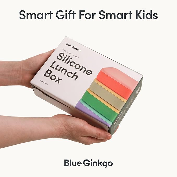 BLUE GINKGO Silicone Lunch Box Set – Durable Heavy-Duty Silicone Bento Box, Microwave, Freezer, Dishwasher Safe – Airtight, BPA Free (Made in Korea, Coral)-CubbioJoy