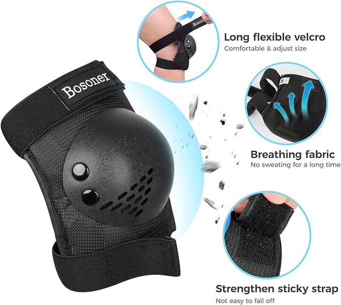 BOSONER Kids/Youth Knee Pad Elbow Pads for Roller Skates Cycling BMX Bike Skateboard Inline Rollerblading, Skating Skatings Scooter Riding Sports-CubbioJoy