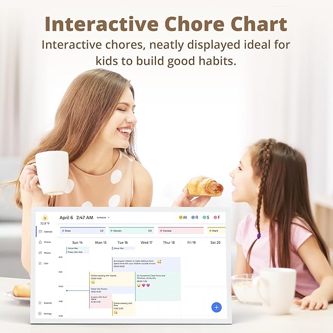 Dragon Touch 27 inch Digital Calendar Chore Chart – Interactive Touchscreen, Smart Family Planner, Hearth Display Desk Digital Calendar Seamless Scheduling-CubbioJoy